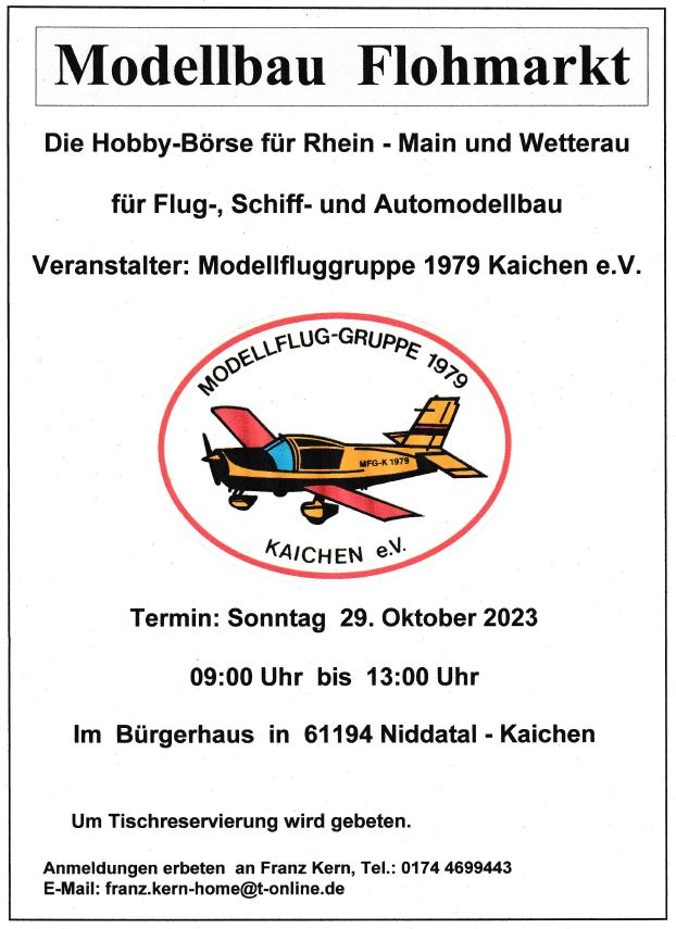 Modellbau Flohmarkt am 29.10.2023