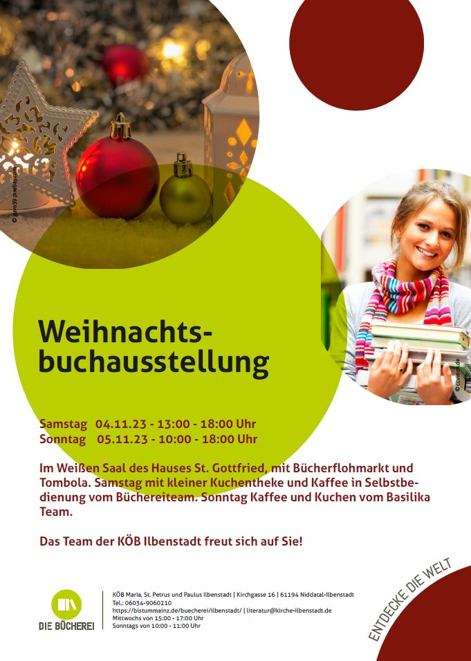 Weihnachtsbuchausstellung der KÖB Ilbenstadt am 04.+05.11.2023