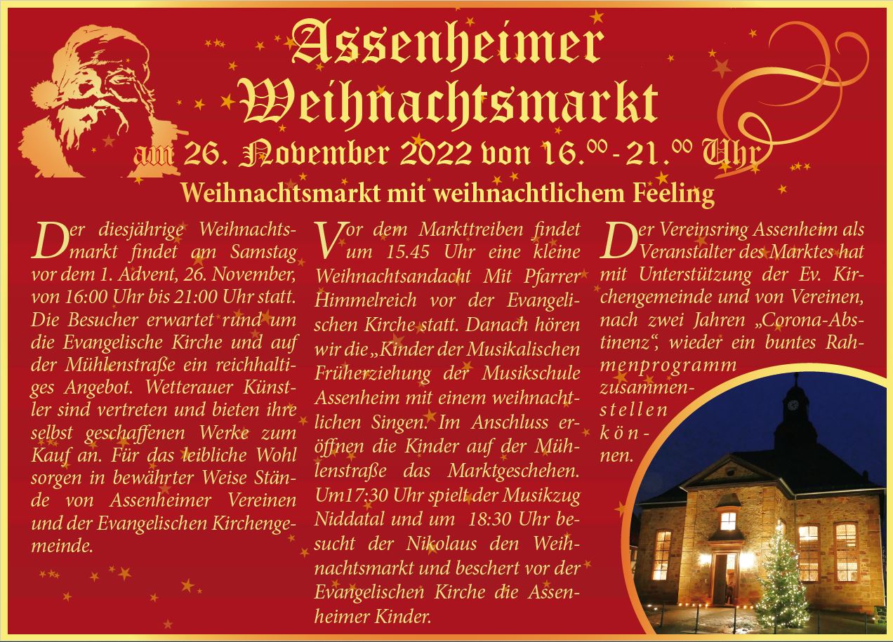 Assenheimer Weihnachtsmarkt am 26.11.2022